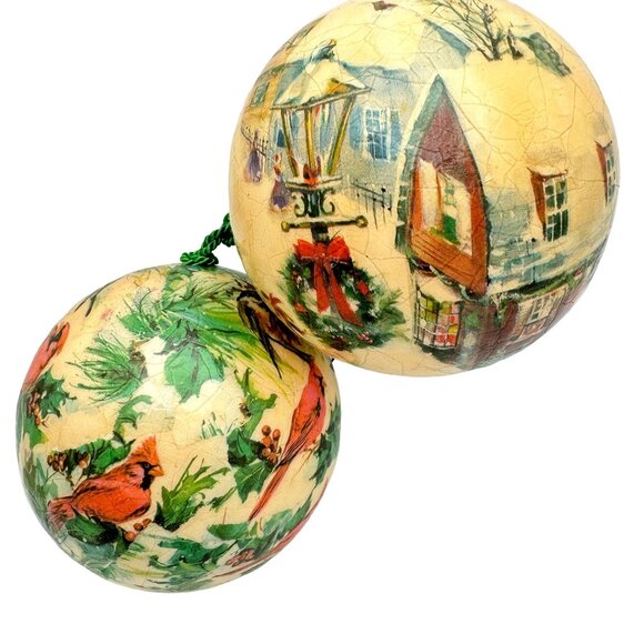 Vtg Reflections Barry Patch 1977 Decoupage Christmas Ornament Set Bird Winter - Picture 2 of 7